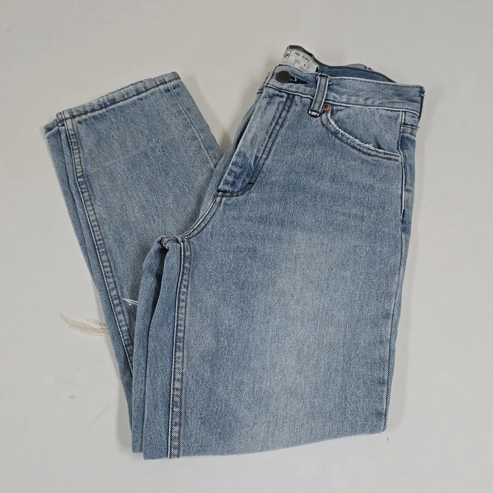 Free People Distressed Straight Leg Jeans